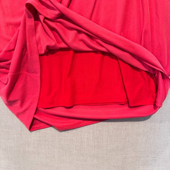 BCBGMAXAZRIA Red Long Sleeve Dress M Side Twist Gathered Front Stretch Knit - Picture 5 of 9